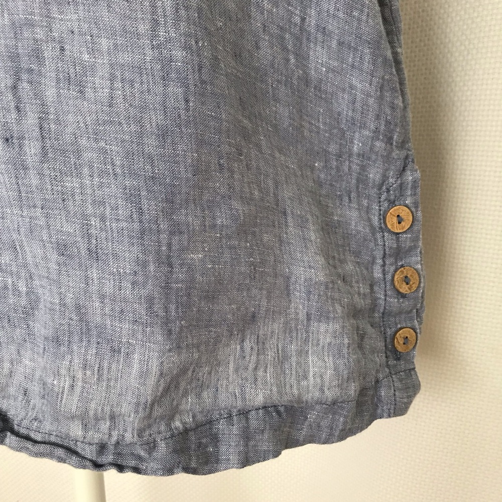 Cynthia Rowley 100% Linen blue short sleeve top blouse size L (Flaw) - Picture 6 of 11